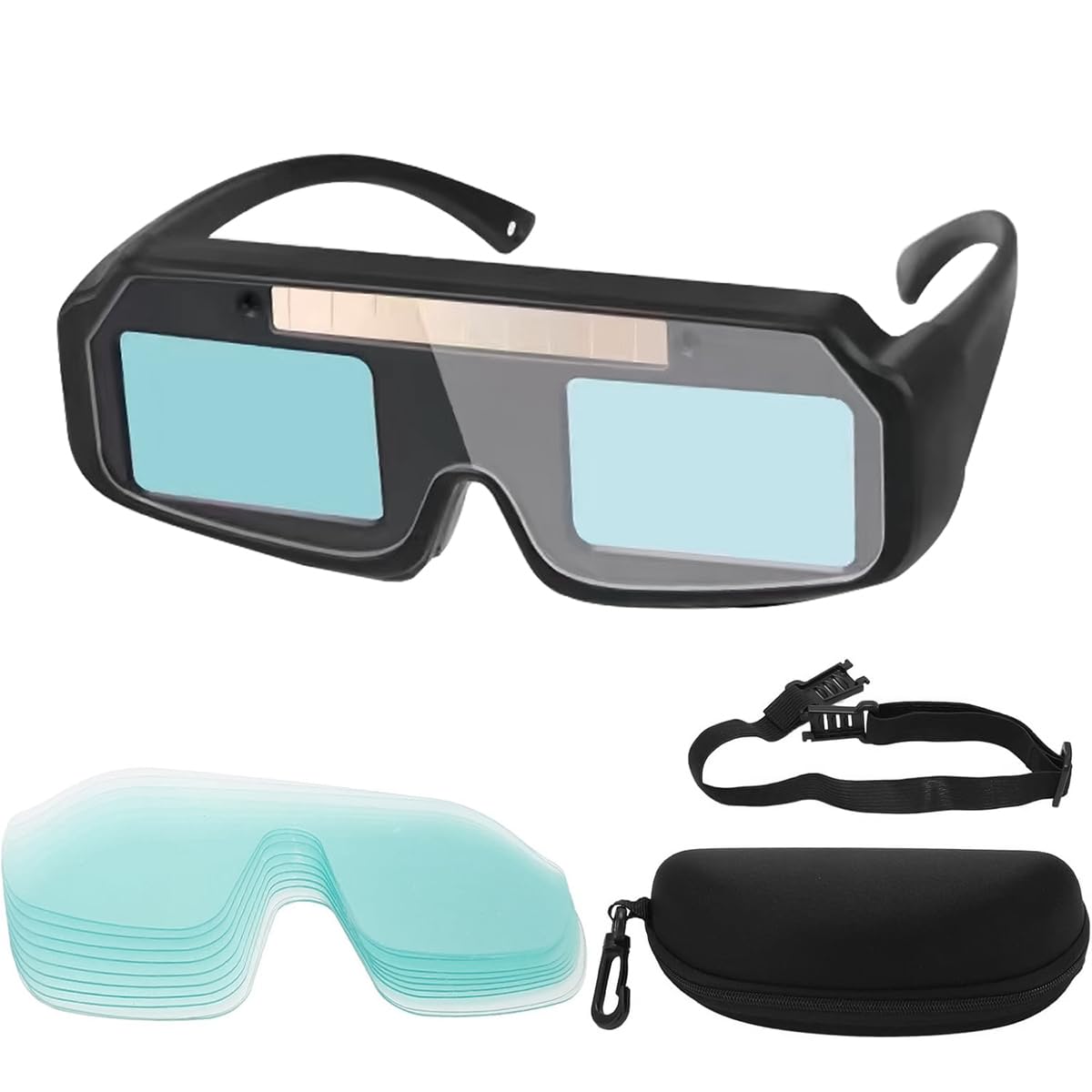 Serplex Welding Goggles, Welding Eyeglasses with Head Strap Solar Powered Auto Darkening Welding Glasses with 15 Replacement Lens Anti-glare Protective Welder Glasses for Electric Work, Grinding Serplex Welding Goggles, Welding Eyeglasses with Head Strap Solar Powered Auto Darkening Welding Glasses with 15 Replacement Lens Anti-glare Protective Welder Glasses for Electric Work, Grinding